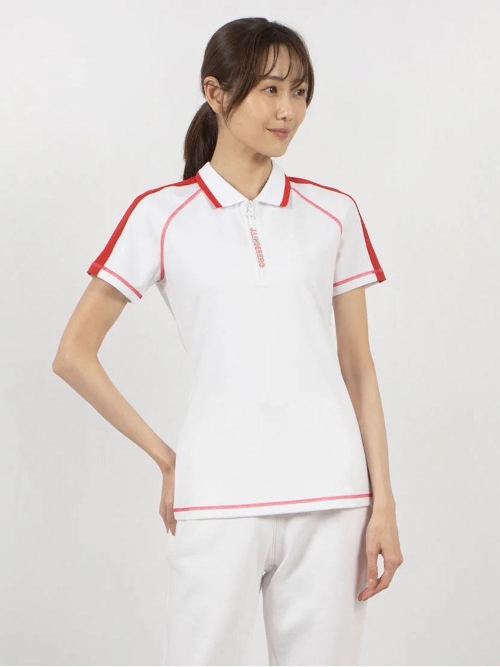 NWT J. Linderberg Kourtney golf polo red and white size small